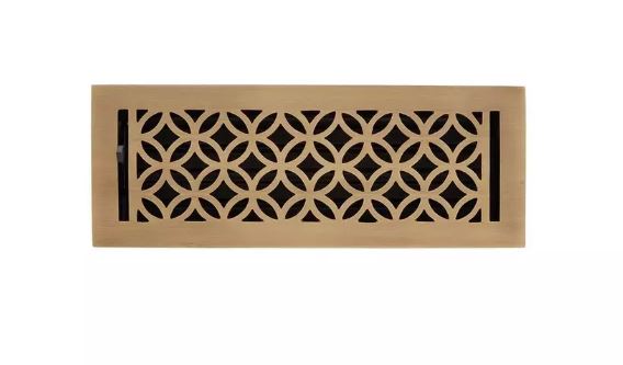 New Antique Brass 4" X 10" Pasteur Brass Floor Register by Signature Hardware