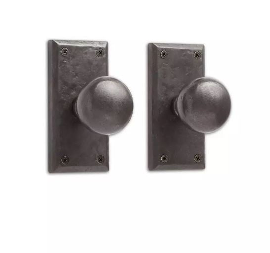 New Dark Bronze Marwick Rectangular Solid Bronze Knob Set - Privacy by Signature Hardware