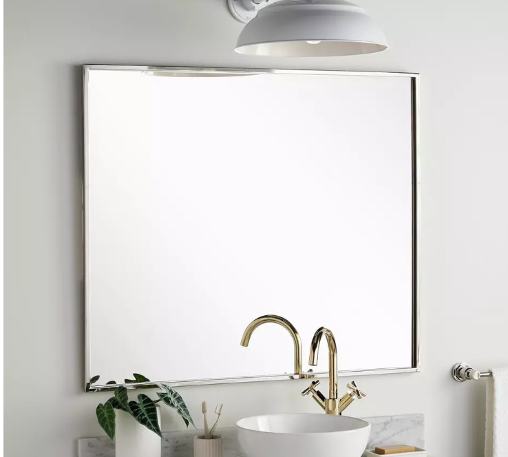 Silver Leaf 25047-SL Emsdale Miroir de courtoisie décoratif carré par Signature Hardware