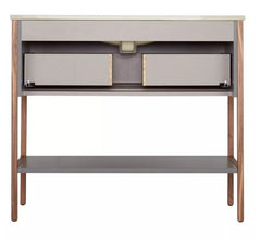 Nouveau meuble-lavabo console Bisbee de 40 po gris cendré en sourdine - avec cadre en chêne chaud par Signature Hardware