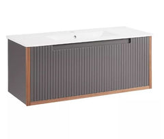 Nouveau meuble-lavabo mural Bisbee de 40 po gris cendré - avec cadre en chêne chaud par Signature Hardware