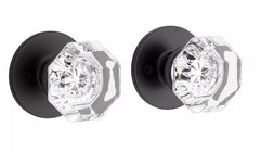 New Matte Black KNCRSTL Tama Solid Brass Interior Door Set With Flat Escutcheon - Knob - Privacy by Signature Hardware