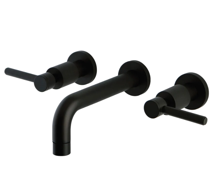 NEW OIL RUBBED BRONZE CONCORD KS8125DL TWO-HANDLE 3-HOLE WALL MOUNT BATHROOM FAUCE BY KINGSTON BRASS