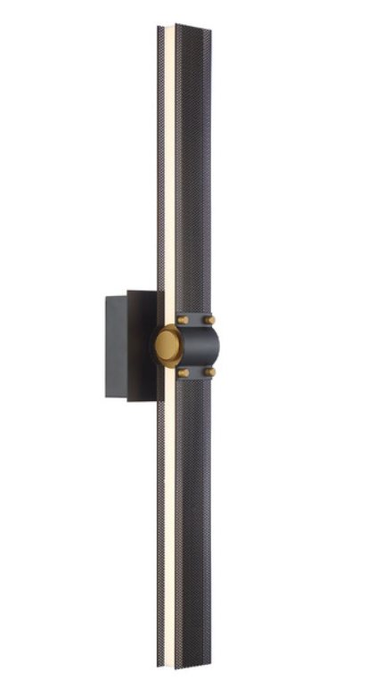 Nouveau Noir mat Admiral LED 27,8 "x 5" Applique murale dorée