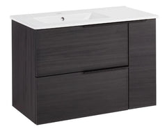 Nouvel ensemble de meuble-lavabo simple mural Varina de 32 po en ébène - avec cadre d'armoire en chêne chaud par Signature Hardware