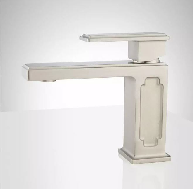 Nouveau robinet de salle de bain monotrou Ryle en nickel brossé - Trop-plein, 934419 par Signature Hardware