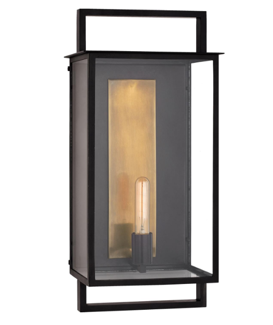 New Aged Iron and Clear Glass Visual Comfort Halle Large Wall Lantern