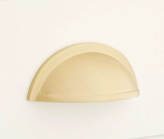 New 3" Satin Brass Barrus Brass Solid Brass Curved Cup Pull by Signature Hardware