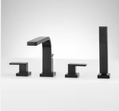 New Hibiscus 4- Hole Roman Tub Faucet and Hand Shower in Matte Black - Signature Hardware