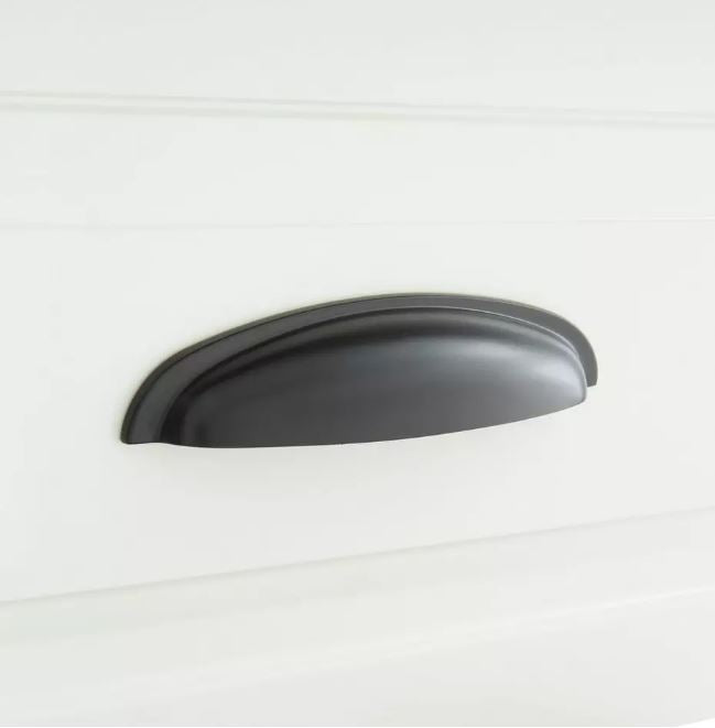 New 5" Matte Black Edvard Solid Brass Curved Cup Pull by Signature Hardware