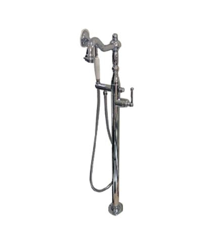 Nouveau robinet de baignoire autoportant à poignée unique Sidonie en nickel brossé avec douchette à main par Signature Hardware