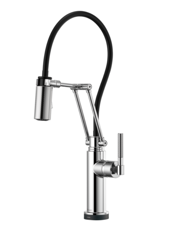 Nouveau robinet de cuisine articulé Litze SmartTouch en chrome poli avec poignée moletée par BRIZO