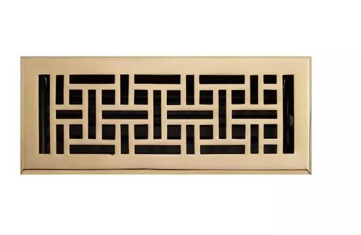 Nouveau registre de sol en laiton massif de style osier de 4 po x 10 po en laiton poli par Signature Hardware