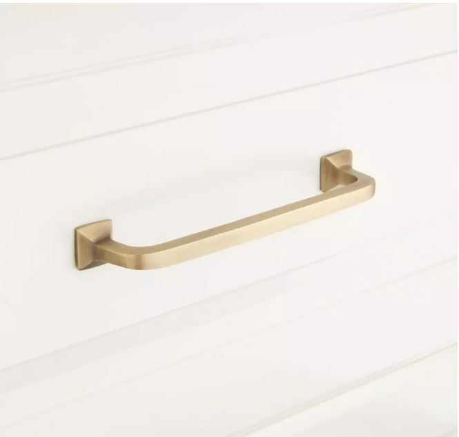 Nouvelle poignée d'armoire en laiton massif Klein de 4 po en laiton antique par Signature Hardware