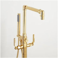 Edison Floor Mounted Tub Filler Faucet - Includes Hand Shower by Signature Hardware