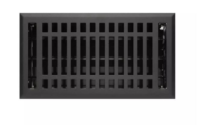 Nouveau registre de sol surdimensionné en acier contemporain à revêtement en poudre noire de 6 po x 12 po par Signature Hardware