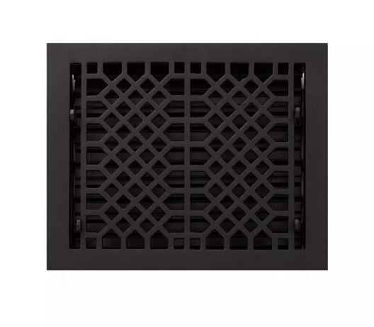 Signature Hardware Registre mural en fonte de style antique en poudre noire 20,3 x 30,5 cm