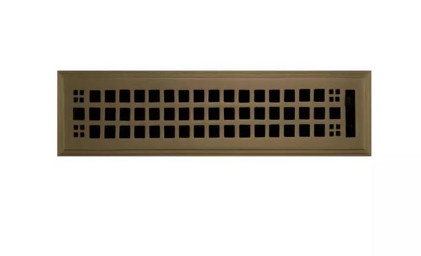 New 2" x 10" Antique Brass Mission Solid Brass Wall Register by Signature Hardware