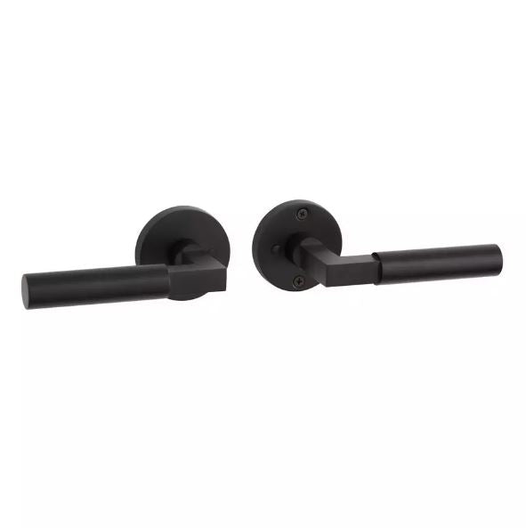 New Black Contemporary Round Solid Tolland Brass Privacy Interior Door Set - Lever Handle - Left Hand by Signature Hardware