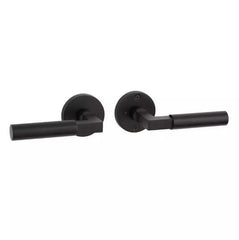 New Black Contemporary Round Solid Tolland Brass Privacy Interior Door Set - Lever Handle - Left Hand by Signature Hardware