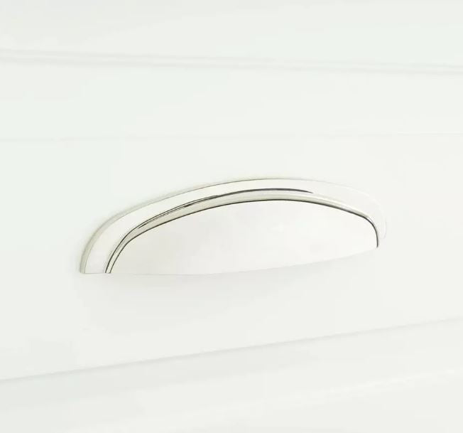 Nouvelle poignée courbée en laiton massif Edvard en nickel poli de 5 po par Signature Hardware
