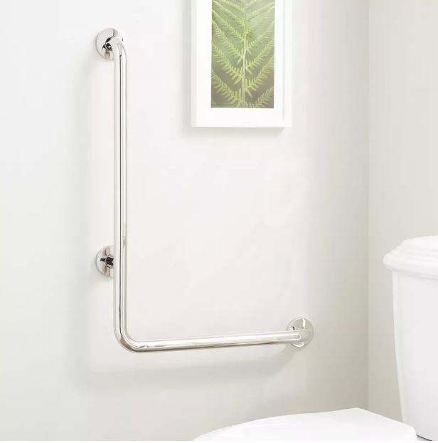 New Polished Stainless Steel Pickens L-Shape Grab Bar by Signature Hardware