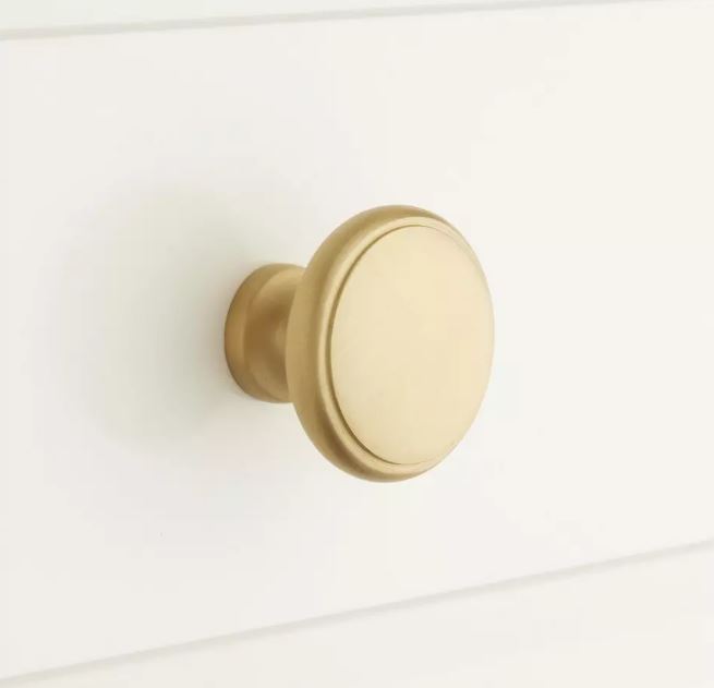 New 1-1/4" Satin Brass Nantes Solid Brass Round Cabinet Knob by Signature Hardware
