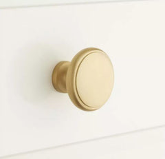 New 1-1/4" Satin Brass Nantes Solid Brass Round Cabinet Knob by Signature Hardware