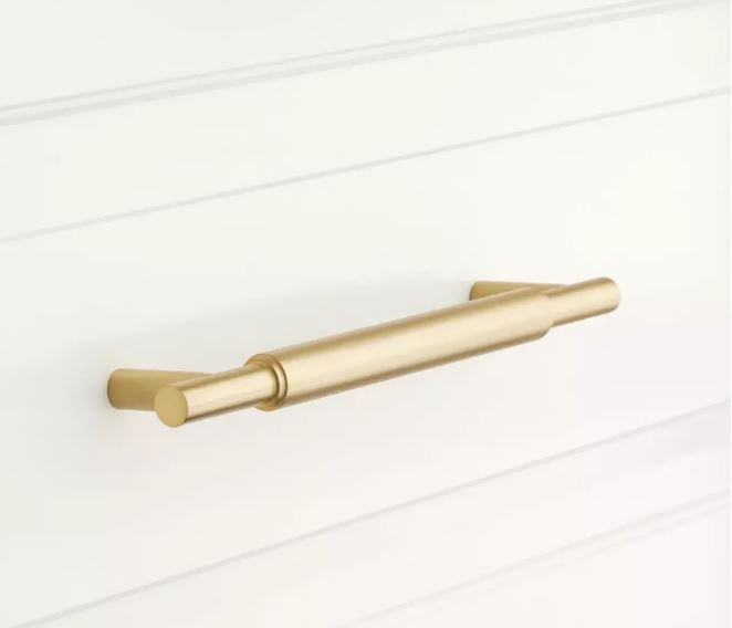 Nouvelle poignée d'armoire en laiton massif Colmar de 4 po en laiton satiné par Signature Hardware