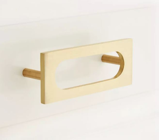 New 4" Satin Brass Tasmin Solid Brass Cabinet Pull by Signature Hardware