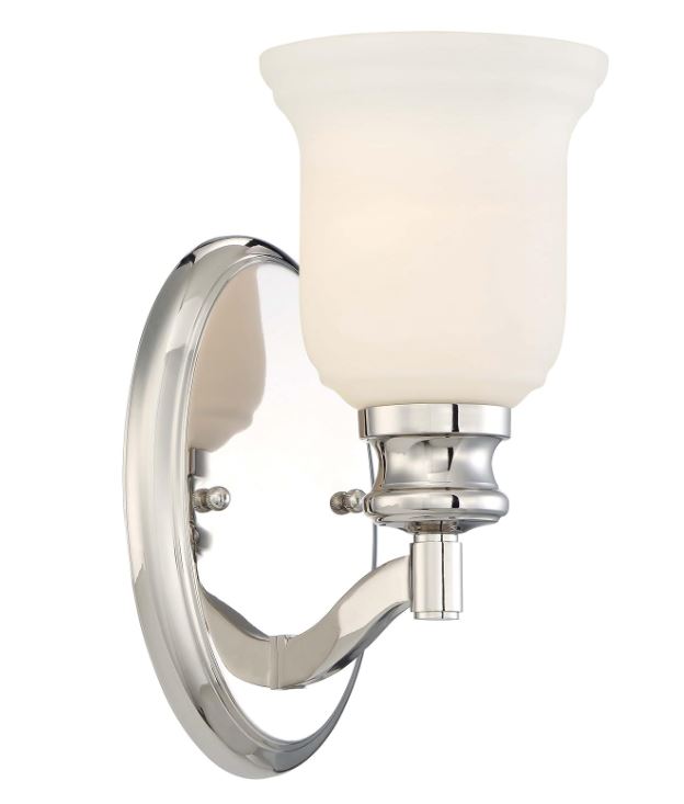 New Minka Lavery Wall Light Fixtures 3291-613 Audrey's Point Wall Bath Vanity Lighting, 1-Light 100 Watts, Polished Nickel