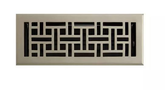 New Brushed Nickel 6" x 10" Wicker Style Solid Brass Floor Register by Signature Hardware