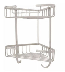 New Brushed Nickel Solid Brass Two Tiered Corner Basket by Signature Hardware