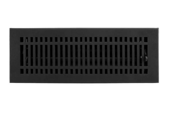 New Black Powder Coat 6" x 14" Contemporary Cast Iron Floor Register by Signature Hardware