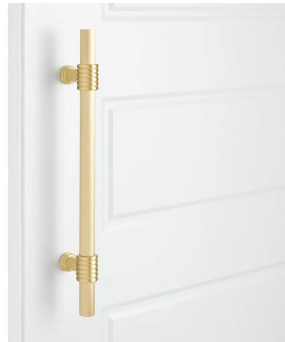 New 8" Satin Brass Brady Back-to-Back Brass Door Pull Set By Signature Hardware