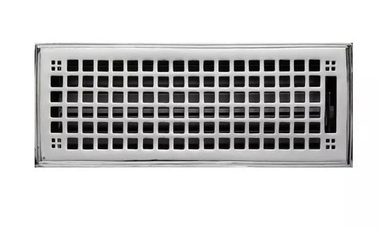 New 4" x 10" Chrome Mission Solid Brass Wall Register by Signature Hardware