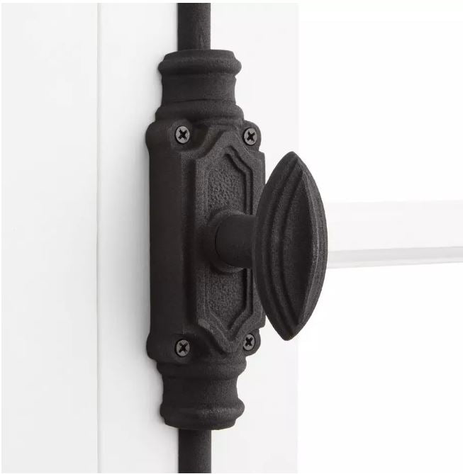 Signature Hardware Mini crémone pour armoire en fer perlé avec revêtement en poudre noire 968944