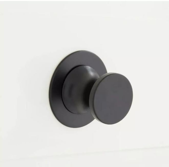 Nouveau bouton d'armoire rond en laiton massif Chauvet noir de 4 po par Signature Hardware