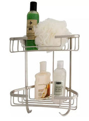 New Brushed Nickel Solid Brass Two Tiered Corner Basket by Signature Hardware