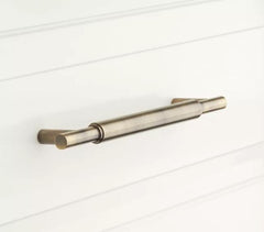 New 4" Antique Brass Colmar Solid Brass Cabinet Pull by Signature Hardware