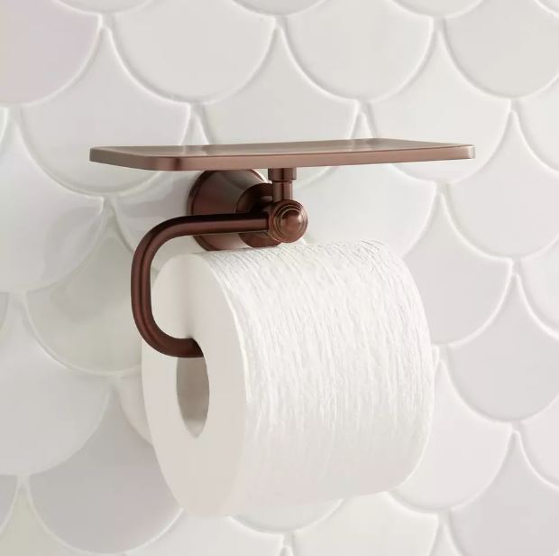 New Oil Rubbed Bronze Cooper Toilet Paper Holder with Shelf by Signature Hardware