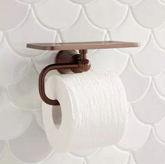 New Oil Rubbed Bronze Cooper Toilet Paper Holder with Shelf by Signature Hardware