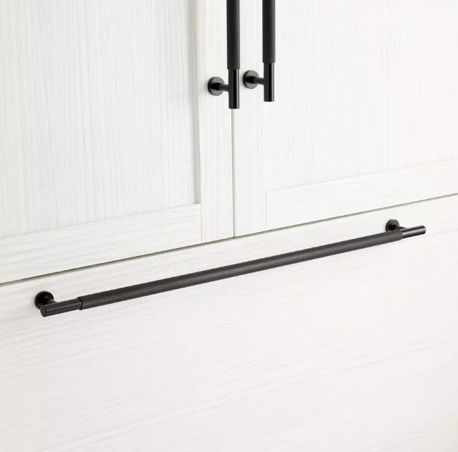 New 24" Matte Black Evinger Knurled Brass Appliance Pull by Signature Hardware
