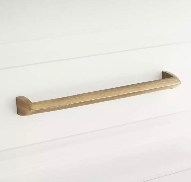 New 8" Antique Brass Rindahl Solid Brass Cabinet Pull by Signature Hardware