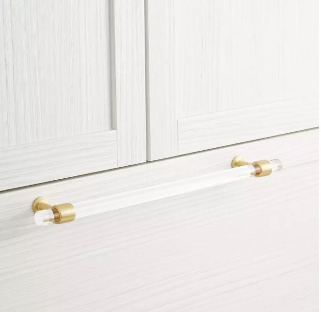 Nouvel appareil en acrylique Beryn en laiton satiné de 12 po, traction par Signature Hardware