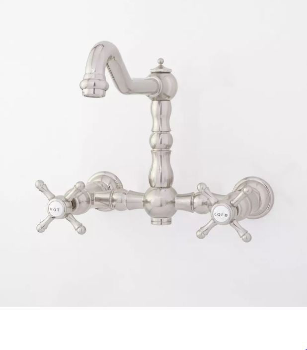 New Brushed Nickel Delilah Wall-Mount Faucet - Cross Handles by Signature Hardware