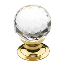 New Polished Brass 1.19" Diameter 4318.030 Swarovski Crystal Round Cabinet Knob by Baldwin Estate