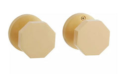 New Satin Brass Contemporary Geometric Knob Solid Brass Passage Interior Door Set Knob by Signature Hardware