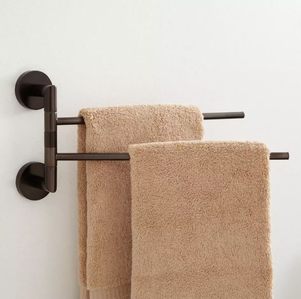 New Oil Rubbed Bronze Colvin Double Swing Arm Towel Bar by Signature Hardware
