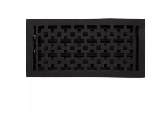 New 6" x 12" Black Powder Coat Durand Cast Iron Floor Register Register by Signature Hardware